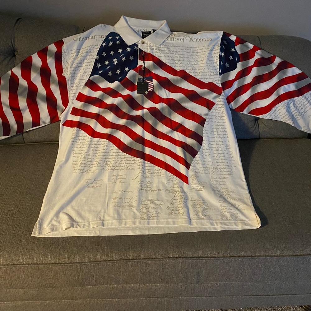 Red and White American Flag Polo Shirt